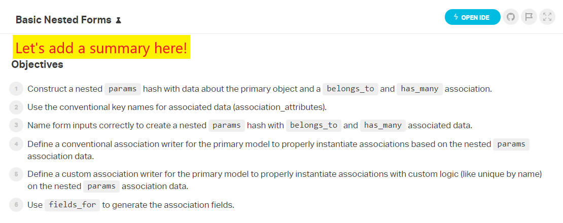 Lab with Summary Suggestion at Top