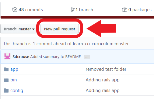 New pull request button