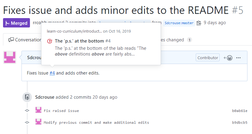 Merged pull request referencing closed issue