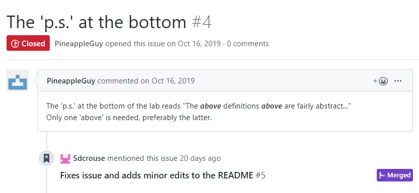 Closed issue referenced by merged pull request